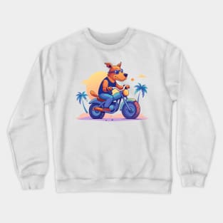 dog riding motorcycle in beach Crewneck Sweatshirt